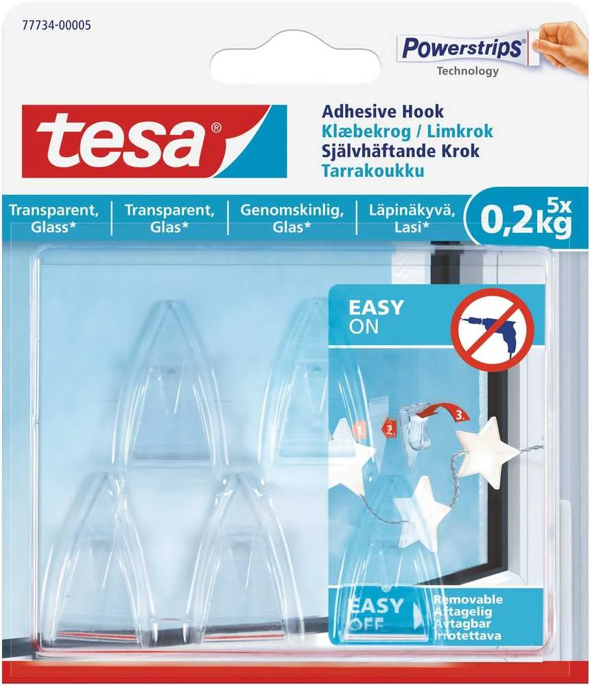 Tesa Kabliukai, skaidrūs, 77734, 5X0,2kg, DECO