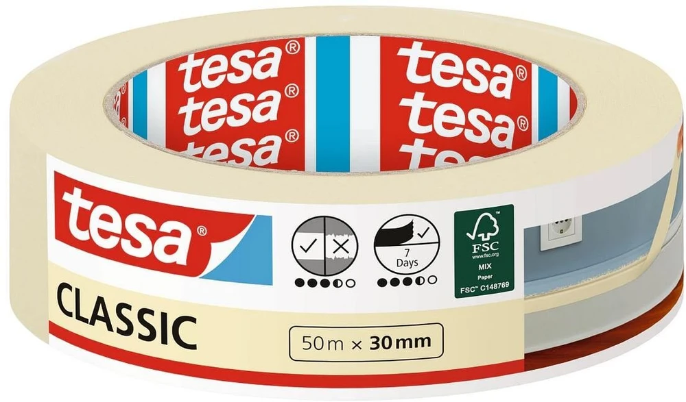 Tesa Classic Nadaje się do użytku w pomieszczeniach 50 m Kremas (52805-00000-03)