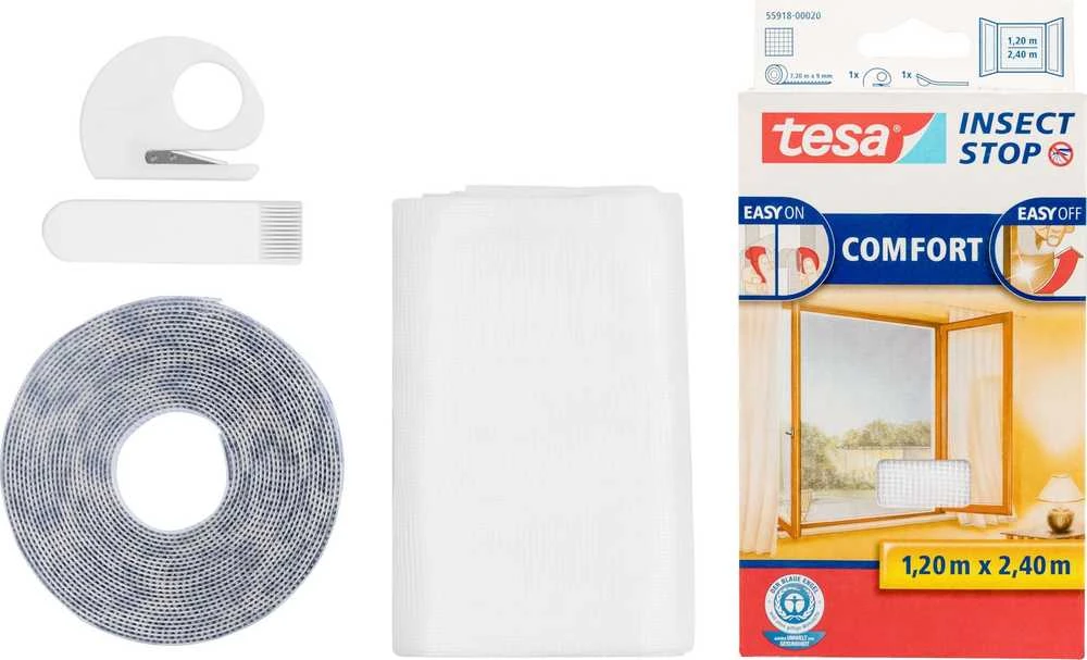TESA MOSKITIERA OKIENNA BALTA 1,2m x 2,4m COMFORT