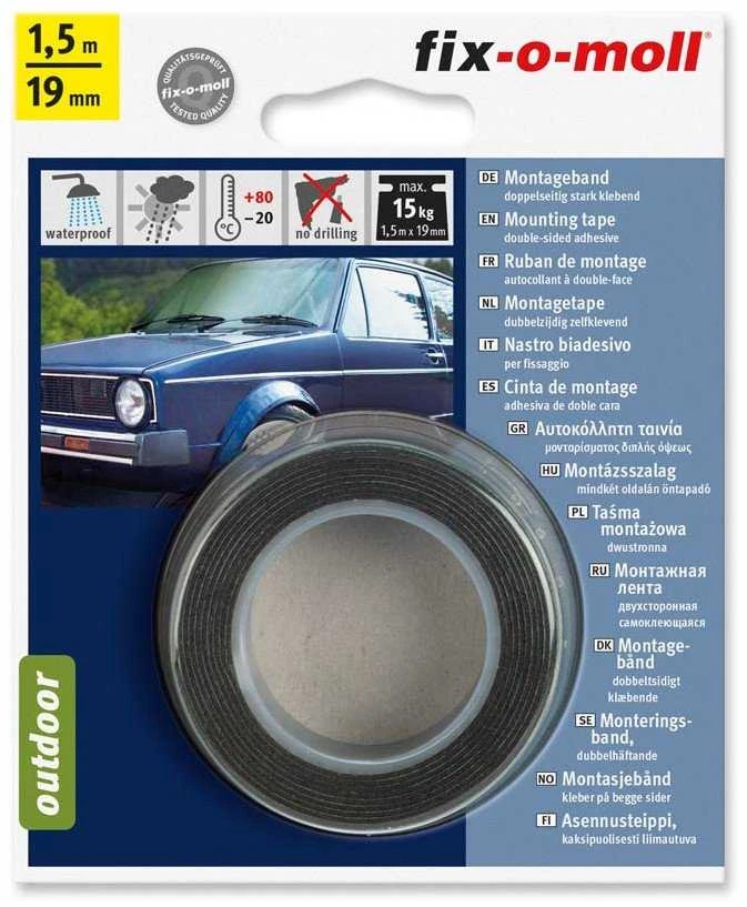 Dvipusė lipnioji juosta Fix-O-Moll, 1.5 m x 19 mm, 15 kg
