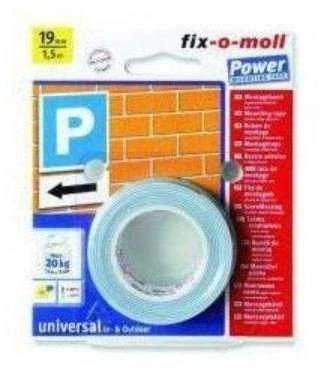 Dvipusė lipnioji juosta Fix-O-Moll, 1.5 m x 19 mm, 15 kg