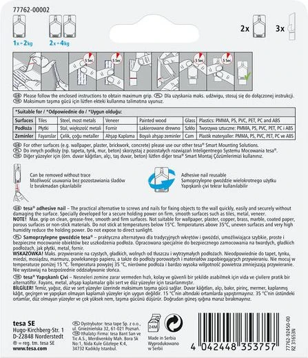 Tesa Gwoździe Lipnios vinys, 2 vnt. <2kg, plytelėms (+2 pl) (77762-00007-00)