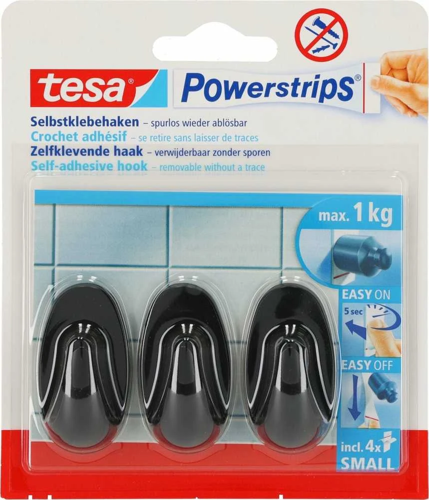 Drabužių kabliukas Tesa tesa 58275, juoda