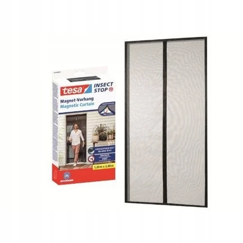 Tesa magnetinė durų užuolaida nuo vabzdžių su magnetais, 2,4 m x 1,2 m, antracito spalvos