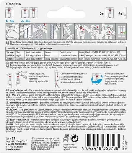 Tesa Gwoździe Savisriegiai vinys, 2 vnt., 4kg, dp(+6pl)(h7776702)[aprašymas cz/sk,pl]