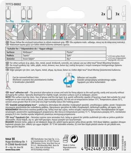 Tesa Gwoździe Lipnios vinys 2 vnt. <1kg tapetams (+3 pl.) (77773-00007-00)