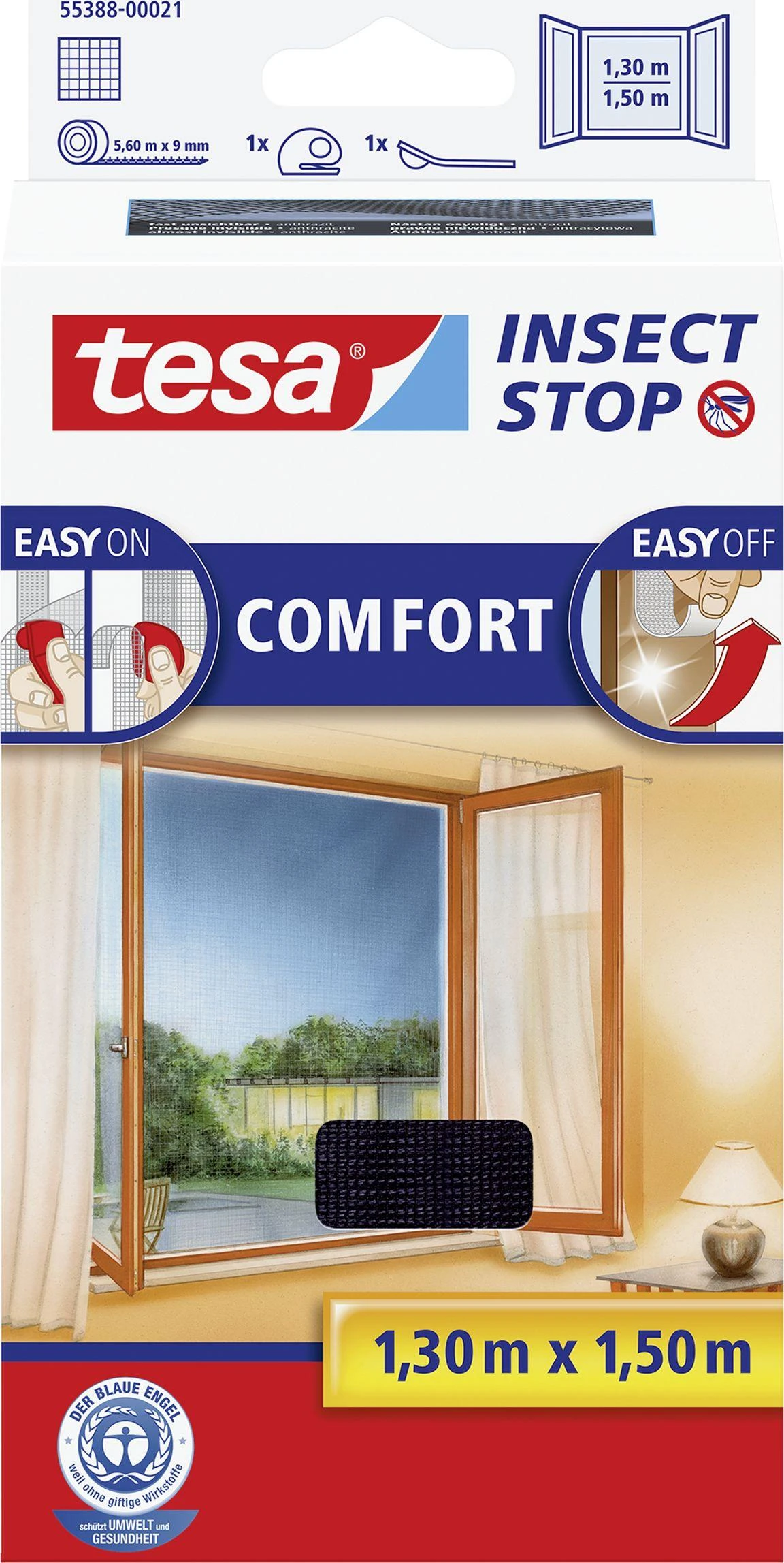 TESA MOSKITIERA OKIENNA Juoda 1,3m x 1,5m COMFORT