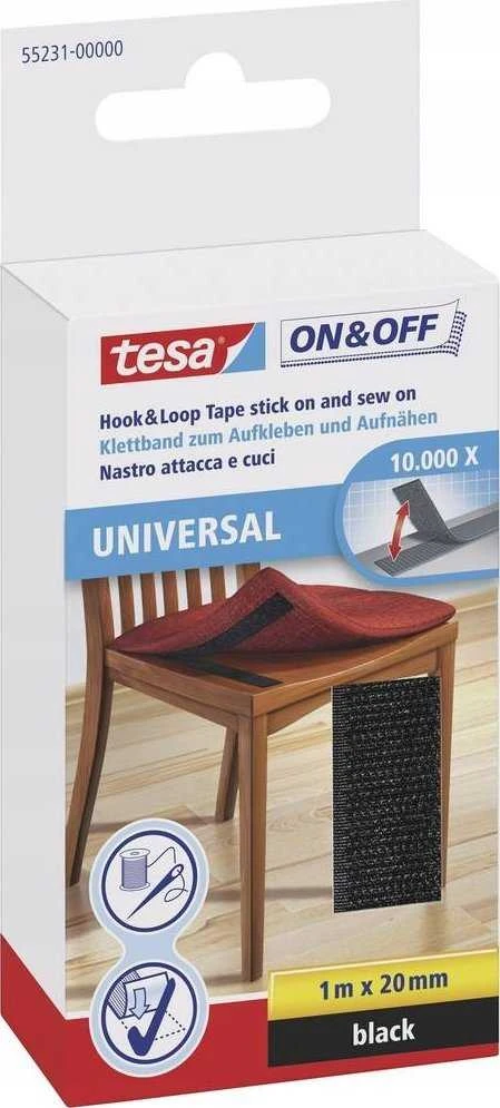 Tesa ON&OFF lipni juosta klijavimui ir siuvimui 20 mm x 100 cm 6 vnt. juoda