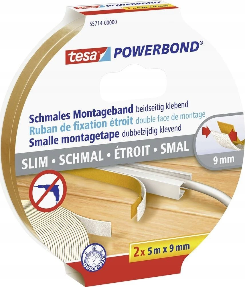 Tesa Powerbond tvirtinimo juosta 2 x 5 m x 9 mm siaura