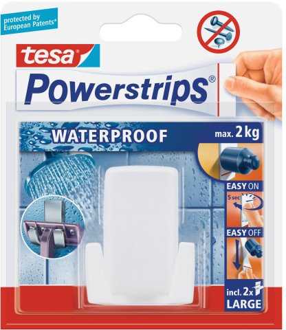 Tesa Powerstrips Atsparus vandeniui Rasiererhalter Wave baltas