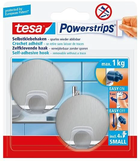 Tesa Powerstrips Haczyki S apvalus nerūdijantis plienas