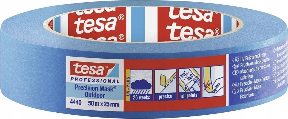 Tesa Präzisionskrepp 4440 Außen UV PLUS glatt blau L.50m B.25mm Rl.TESA (04440-00001-00)