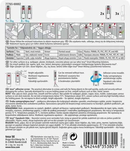 Tesa Lipnūs varžtai, 2vnt, 3kg, dp(+3pl)(h7776502)[aprašymas, juodas, pl]
