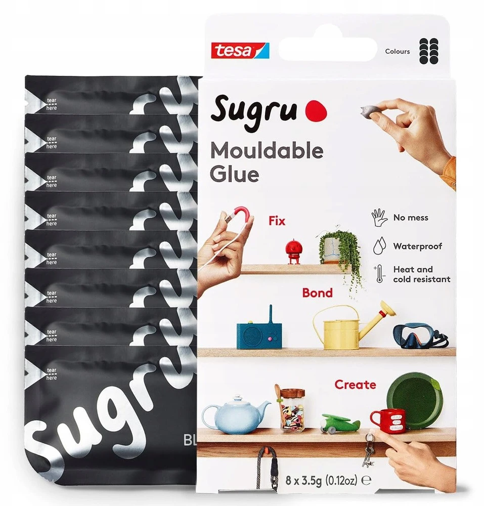 tesa Sugru universalūs formuojami klijai, 8 vnt., juodi