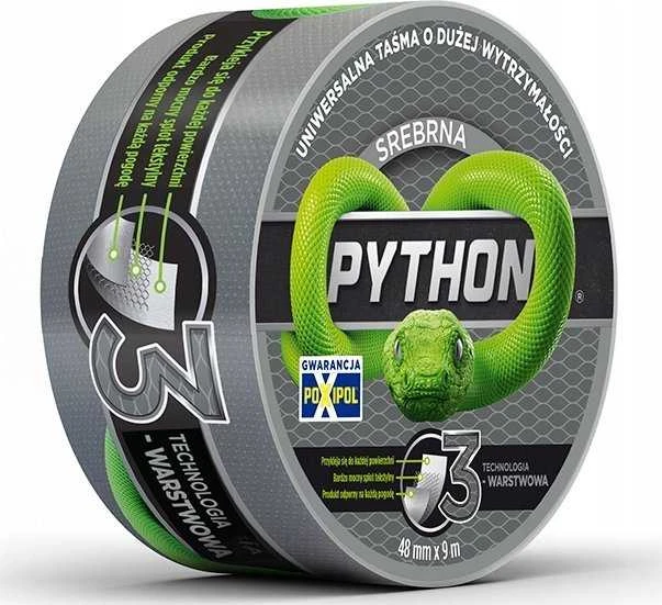 Taśma Trijų sluoksnių „Python“ remonto juosta, 9 m: 48 mm, sidabrinė