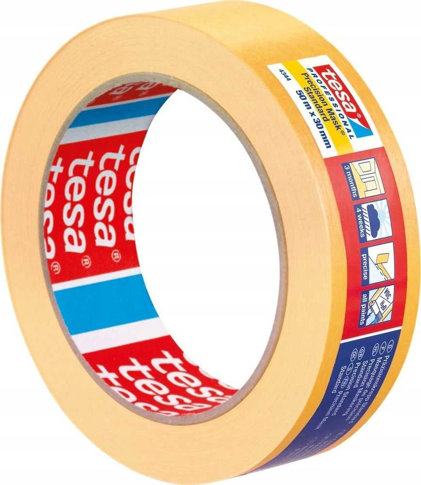 Tesa Taśma 3 m precizinė vašio juosta, 50 m: 30 mm, geltona
