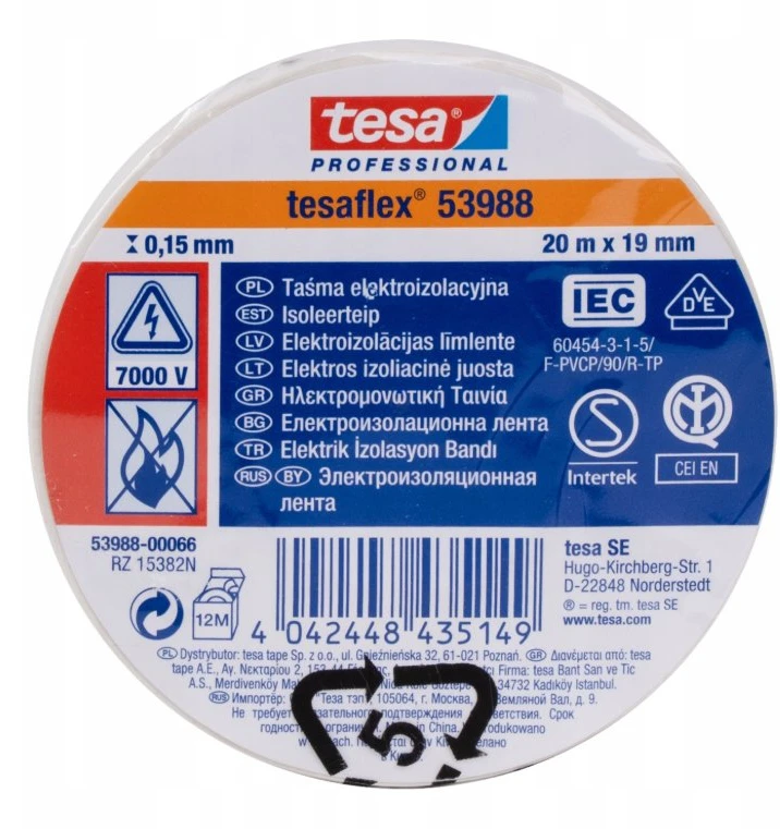 IZOLIACINĖ JUOSTA TESAFLEX-7000V/20X19/W TESA