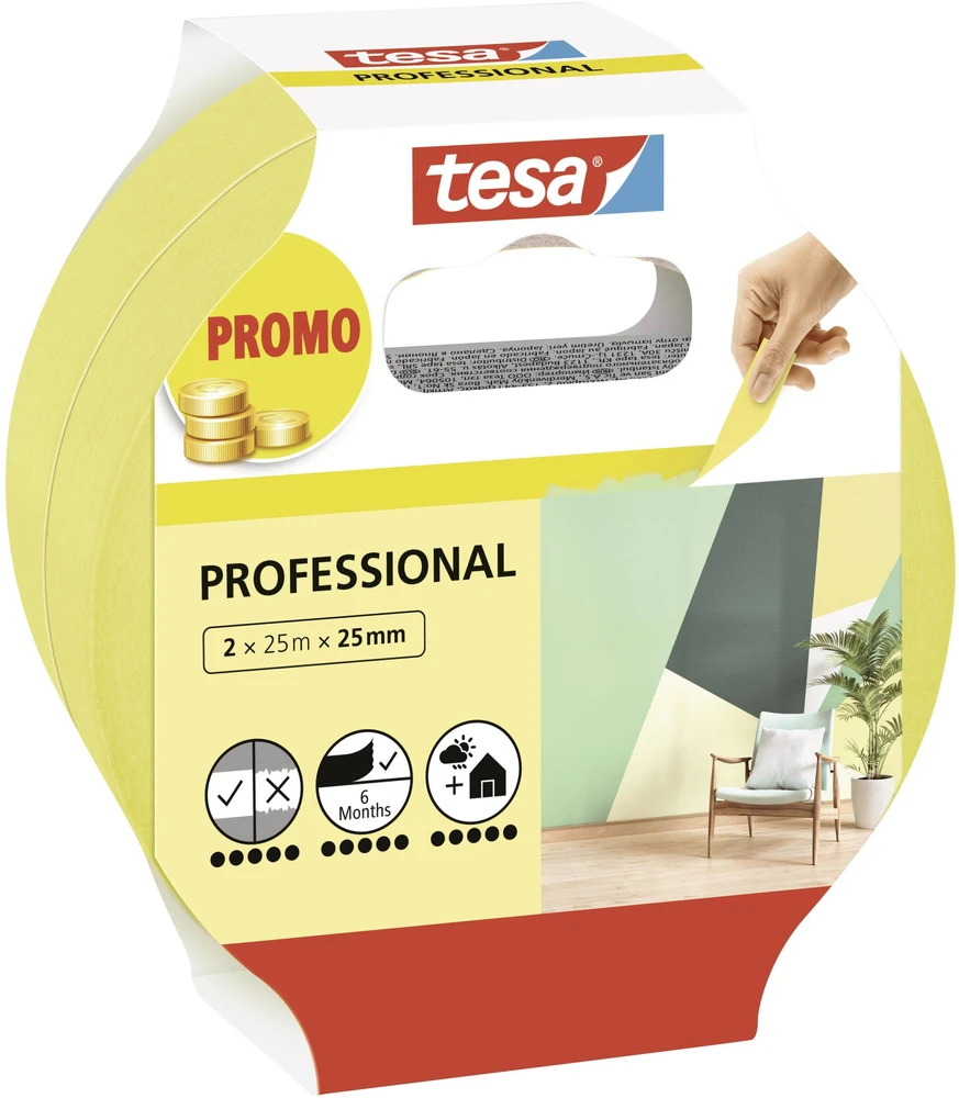 Tesa TESA 56212-00000-02 sidabrinė taśma klejąca 25 m Geltonas