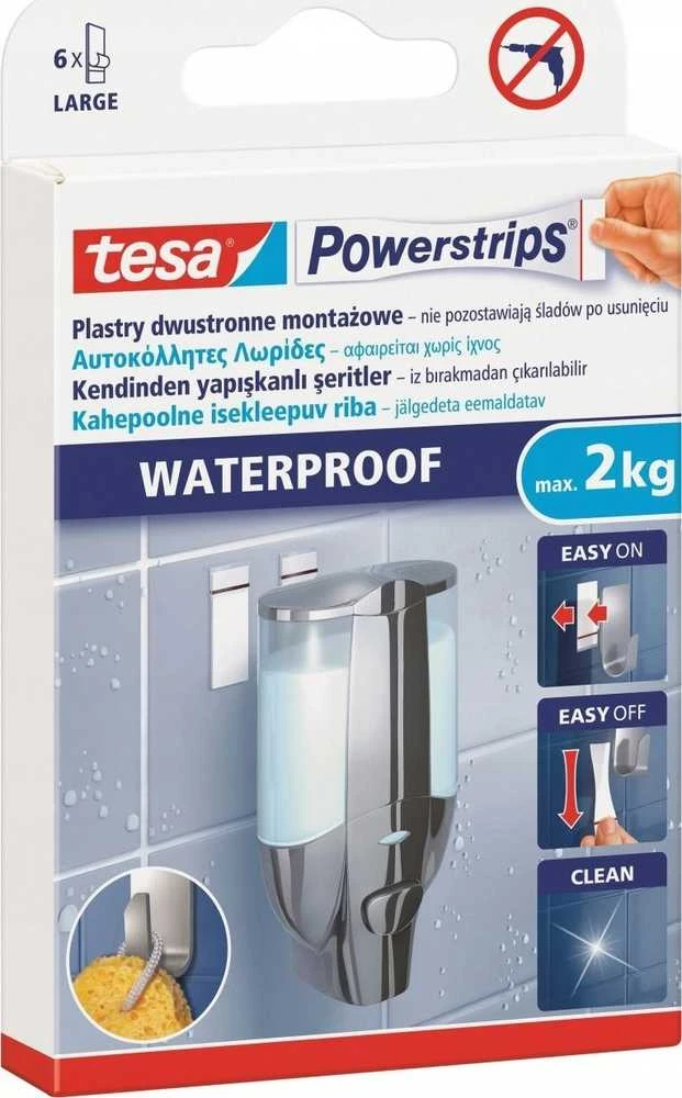 Tesa Juostelės Power-Strips, vandeniui atsparios, 6 vnt.