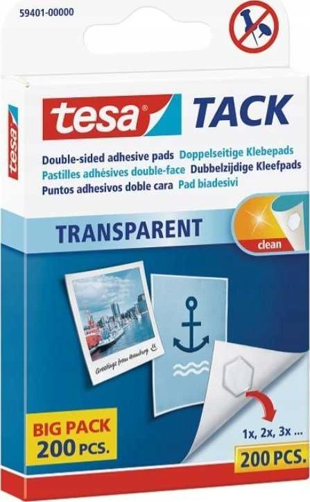 Tesa adhesive pads TACK, 200pcs., reusable, transparent