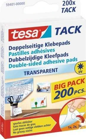 Tesa adhesive pads TACK, 200pcs., reusable, transparent