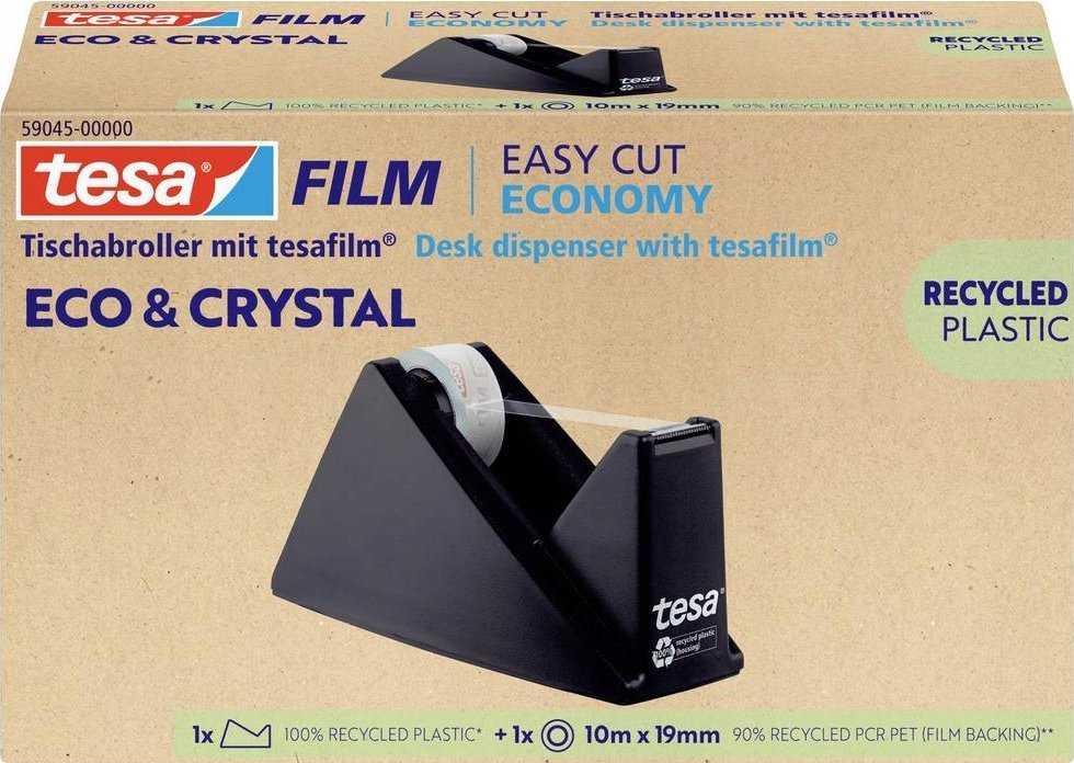 Tesa ECO* & CRYSTAL, 1 rolka 10mX19mm Blister, su podajnikiem