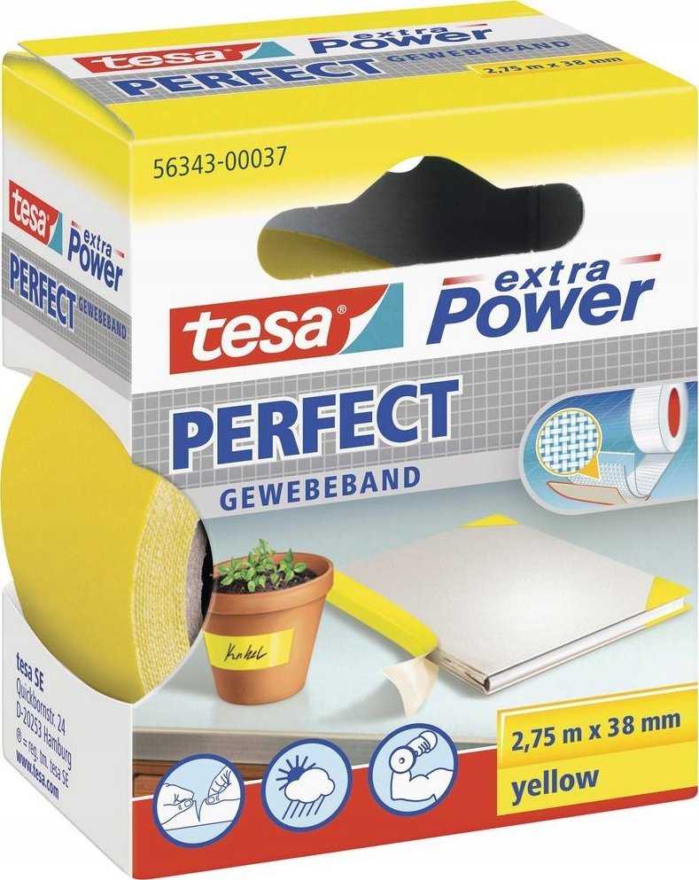 Tesa extra Power Perfect medžiaginė juosta 2,75m 38mm geltona