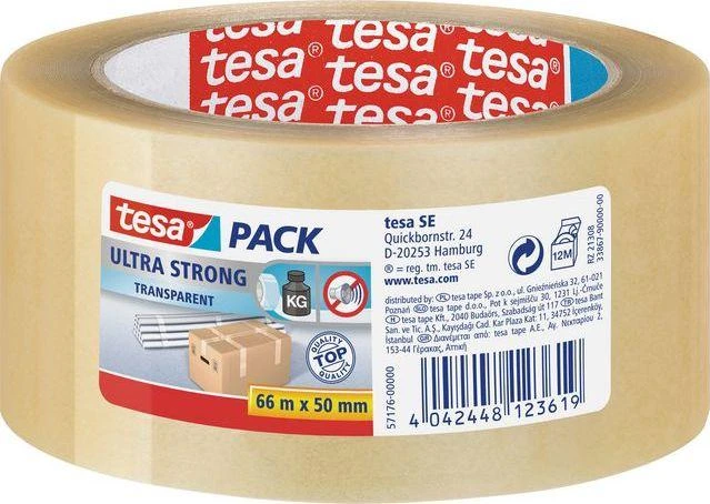 Ypač stipri pakavimo juosta TESA PACK Ultra Strong, 50mm x 66m, skaidri