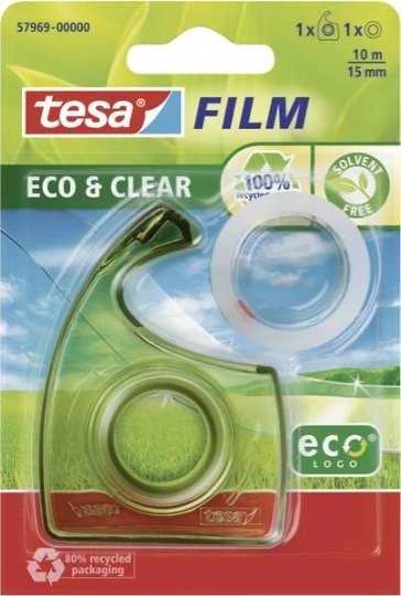 Ekologiška lipni juostelė TESA Film eco & clear, su dėklu, 15mm x 10m, skaidri