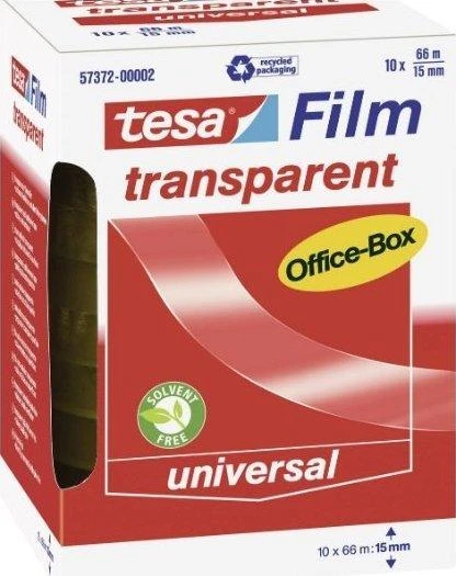 TESA tesafilm, 66 m, Permatoma, Polipropilenas, 15 mm, Dėžutė, 10 vnt.