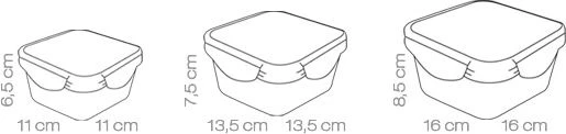 Tescoma Pojemnik FRESHBOX 3 vnt., 0.4, 0.7, 1.2 l kwadratowy (892040.00)