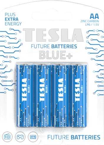 Tesla TESLA Mėlynas Zinc Carbon baterie AA (R06, tužková, blister) 4 ks