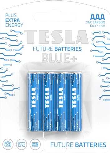Tesla TESLA Mėlynas Cinko-anglies baterijos AAA (R03, mikro, lizdinė plokštelė) 4 vnt.