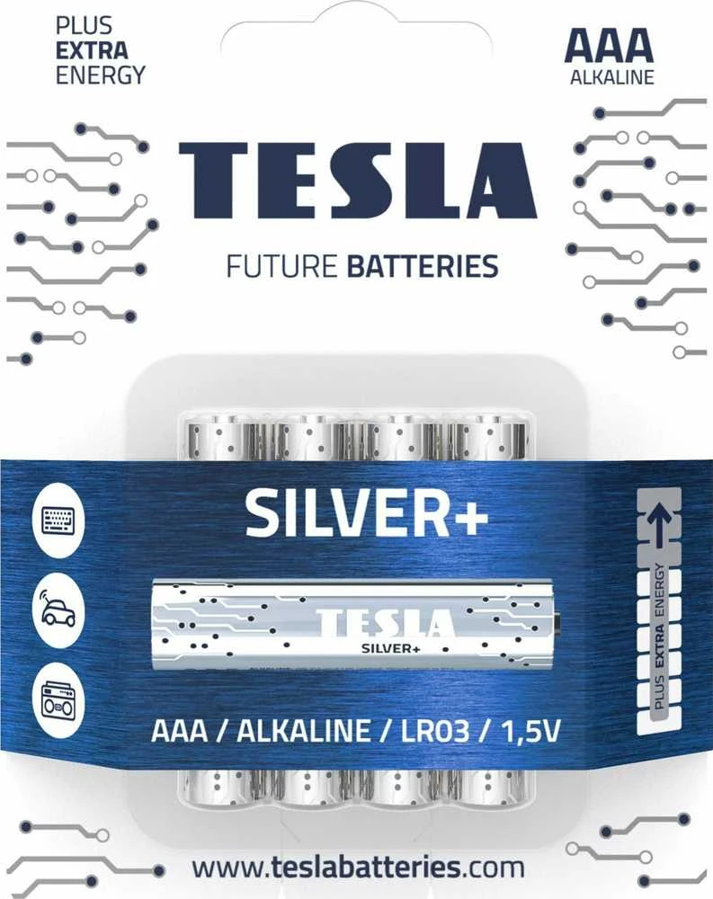 Tesla Silver+ AAA baterijos 4 vnt. pakuotė