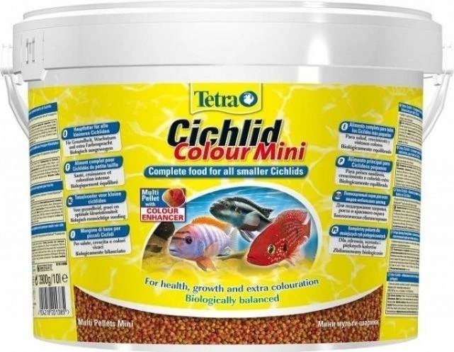 Tetra Cichlid Color Mini Pellets 10L wiader.maistas žuvims,małe cichlidice
