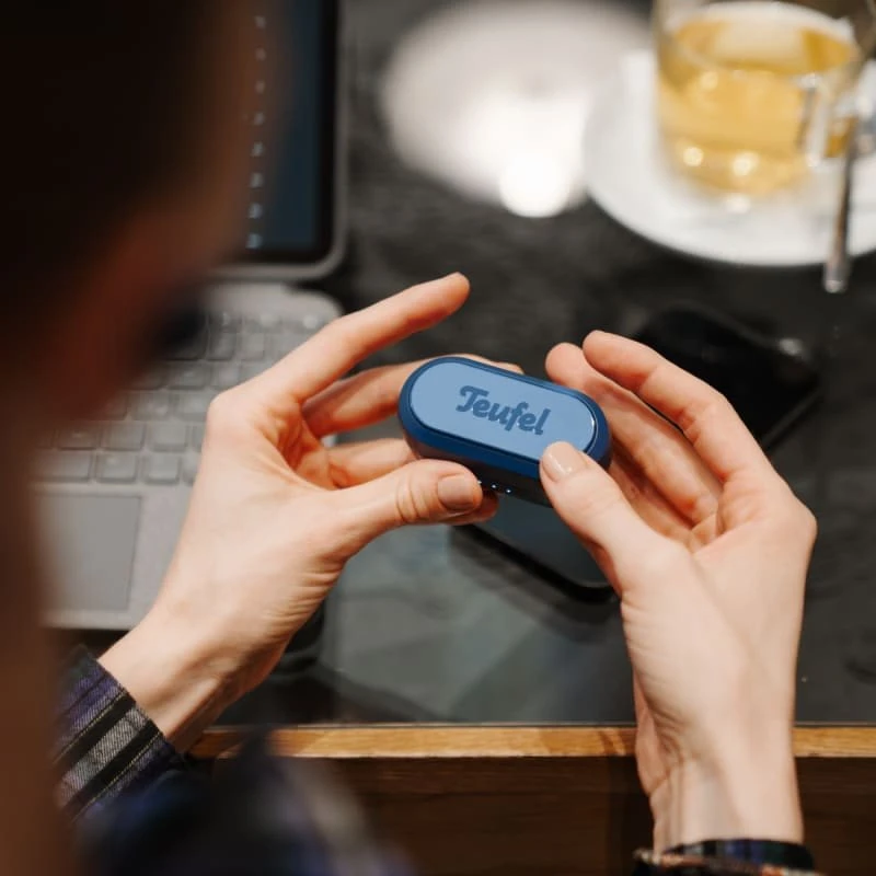 Ausinės Teufel REAL mėlynos TWS 3 Ausinių rinkinys Belaidės ausinės Į ausį Bluetooth Skambučiai/muzika Mėlynos