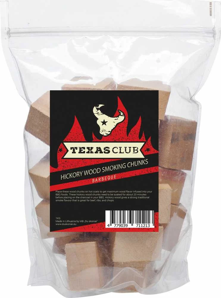 Texas Club Karijos medžio (Hickory) rūkymo kaladėlės 1kg