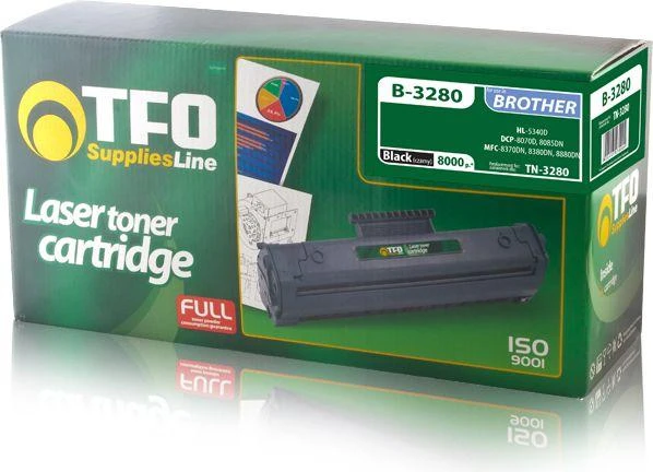 TFO Brother TN-3280 lazerinė kasetė, skirta DCP-8070 HL-5340D MFC-8380DN 8K puslapiai HQ Premium Analog