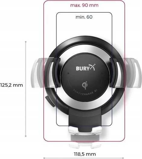 THB Bury Laikiklis zaciskowy automobiliui PowerCharge Qi