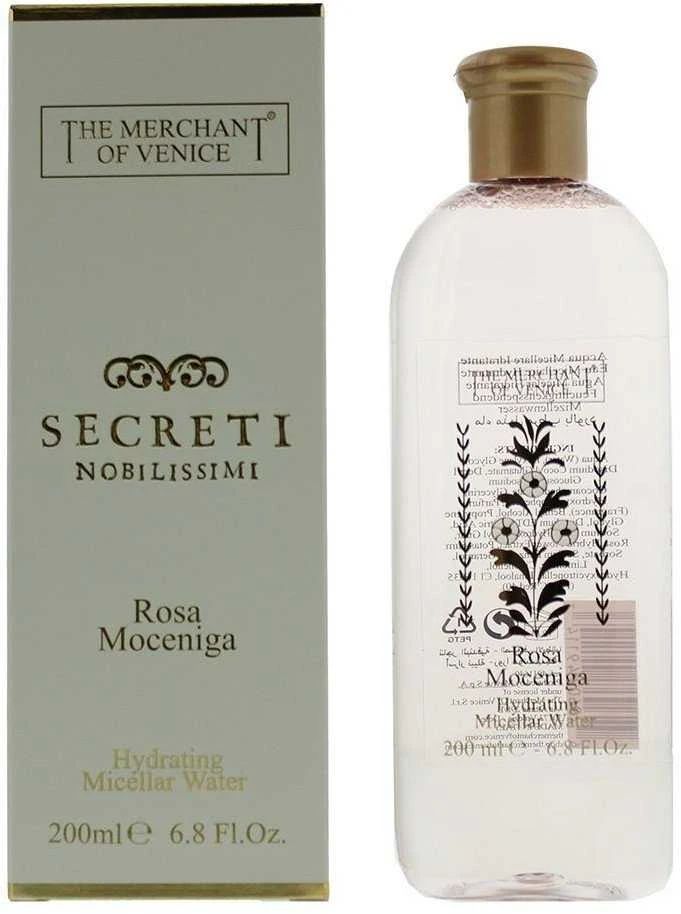 „The Merchant Of Venice Rosa Moceniga“ Rosa Moceniga esencija Drėkina ir gaivina odą Micelinis Vanduo Visiems odos tipams, įskaitant jautrią odą, 200 ml