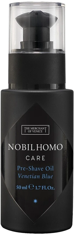 „The Merchant Of Venice Venetian Mėlyna“ alyvuogių aliejaus drėkinamasis ir minkštinamasis aliejus prieš skutimąsi, 50 ml