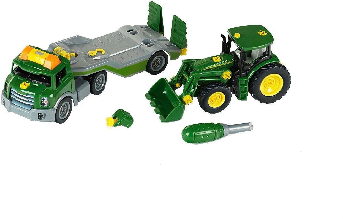 Klein Vilkikas su traktorium ant priekabos „John Deere“