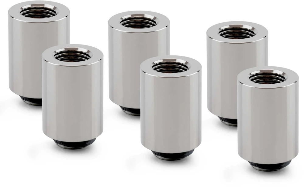 Thermal Grizzly DeltaMate Extender Fitting – MF28, Gloss nickel, 6er-Pack