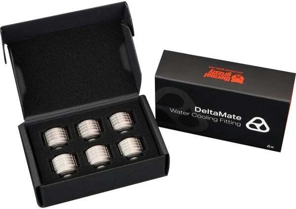 „Thermal Grizzly DeltaMate“ jungtis, žalvaris, G1/4 colio sriegis, nikelis, HT14, 6 vnt. pakuotėje