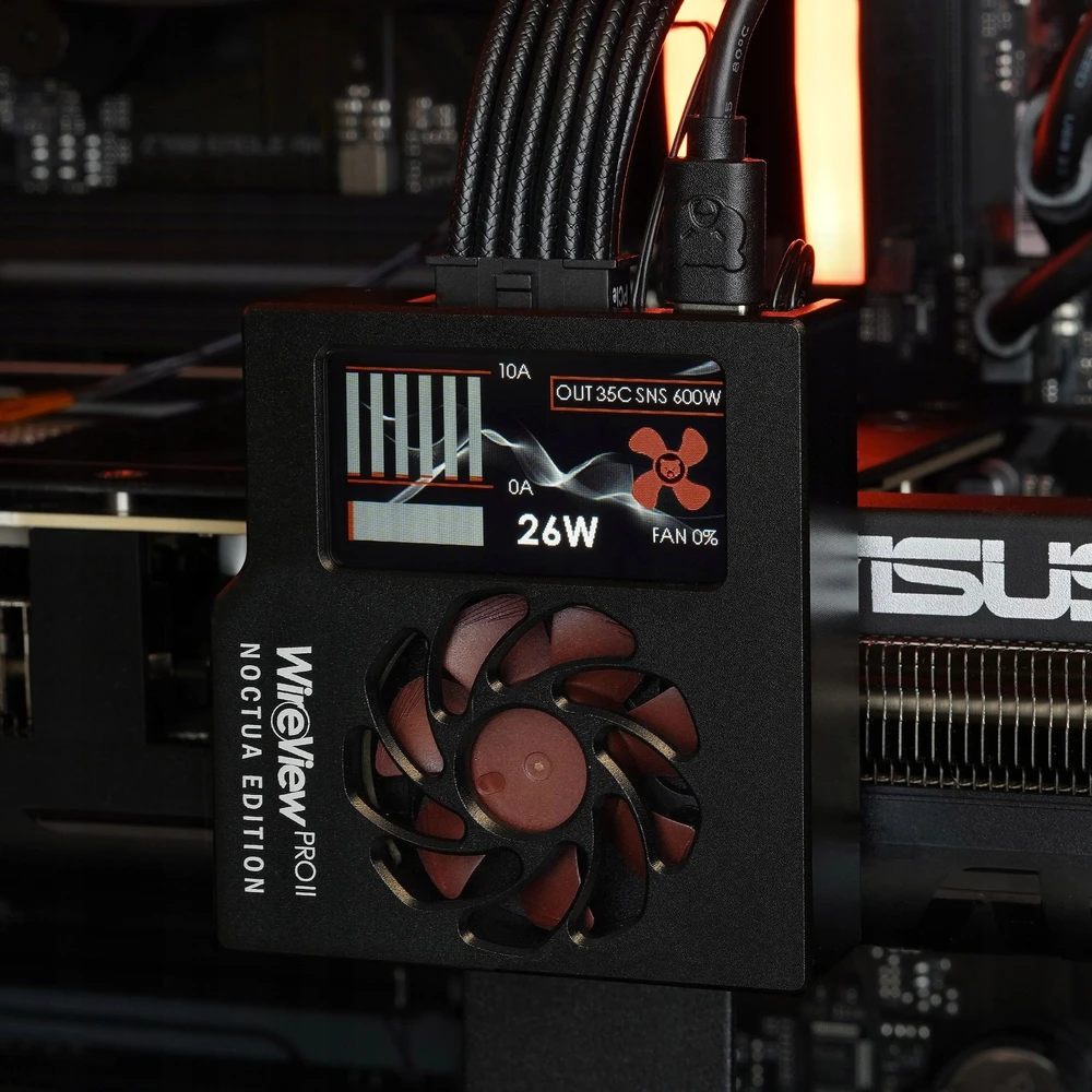 Thermal Grizzly WireView Pro II GPU Noctua Edition, 12V-2x6, TFT-IPS – juodas, apverstas