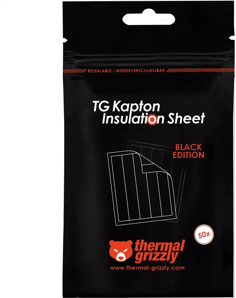 Thermal Grizzly Terminis „Grizzly Kapton“ izoliacinis lakštas, 10 x 60 mm, 50 vnt., juodas