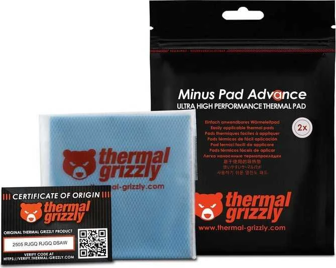 Thermal Grizzly Terminiai „Grizzly“ antgaliai „Grizzly Minus Pad Advance“ – 100 x 100 x 0,5 mm, 2 vnt.