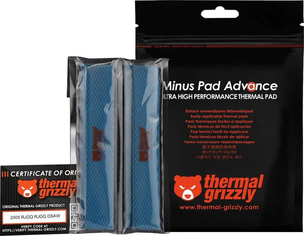 Thermal Grizzly Terminiai „Grizzly“ antgaliai „Grizzly Minus Pad Advance“ – 120 x 20 x 3,0 mm, 4 vnt.