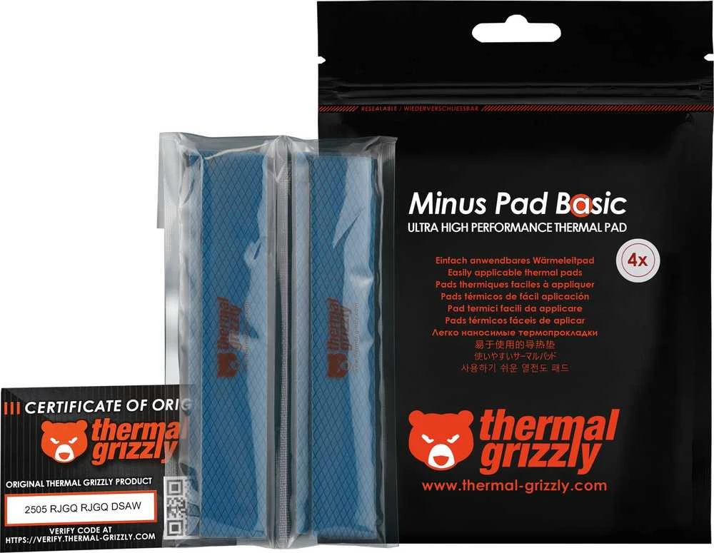 Thermal Grizzly Terminiai „Grizzly“ antgaliai „Grizzly Minus Pad Basic“ – 120 x 20 x 3,0 mm, 4 vnt.