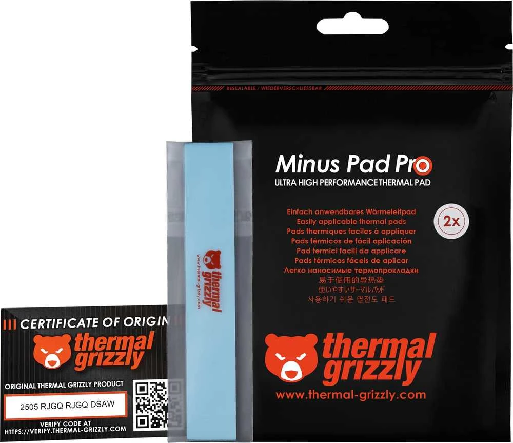 Thermal Grizzly Terminiai „Grizzly“ antgaliai „Grizzly Minus Pad Pro“ – 120 x 20 x 3,0 mm, 2 vnt.